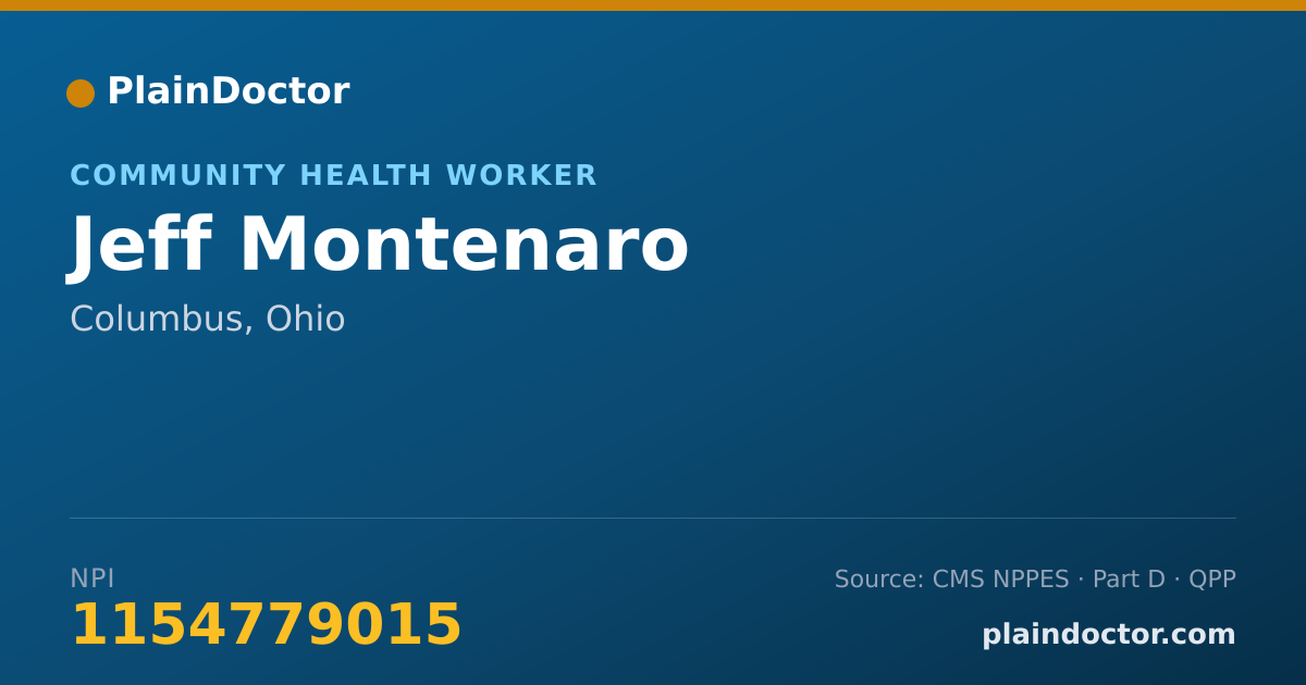 Shareable card for Jeff Montenaro - Community Health Worker, Columbus, OH