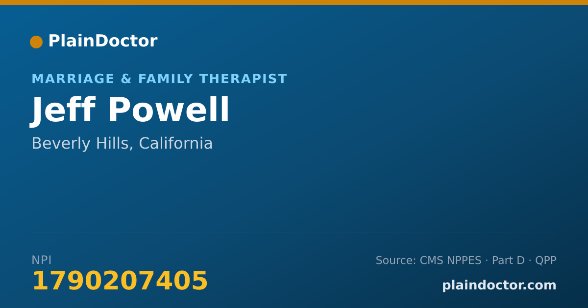 Shareable card for Jeff Powell - Marriage & Family Therapist, Beverly Hills, CA