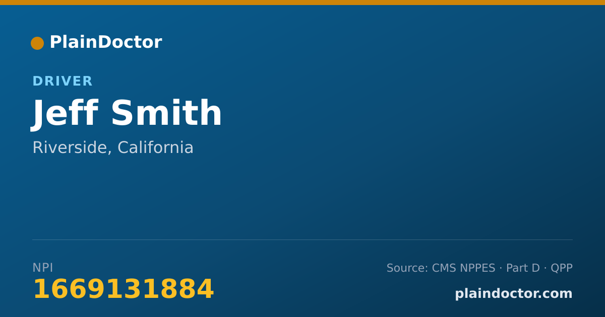 Shareable card for Jeff Smith - Driver, Riverside, CA