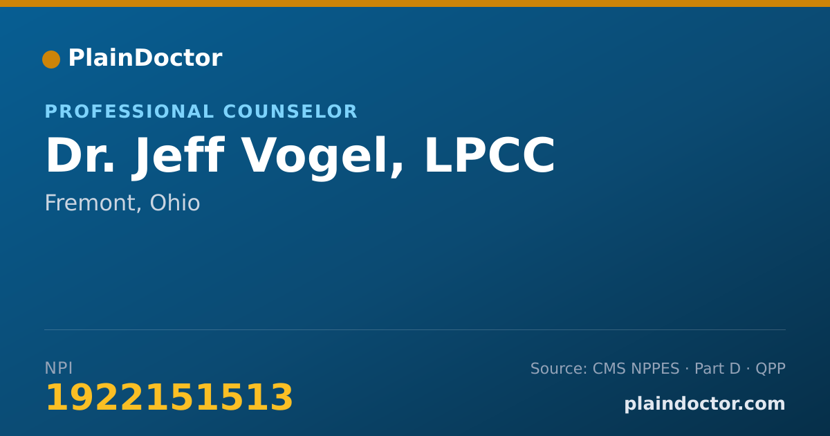 Shareable card for Jeff Vogel, LPCC - Professional Counselor, Fremont, OH