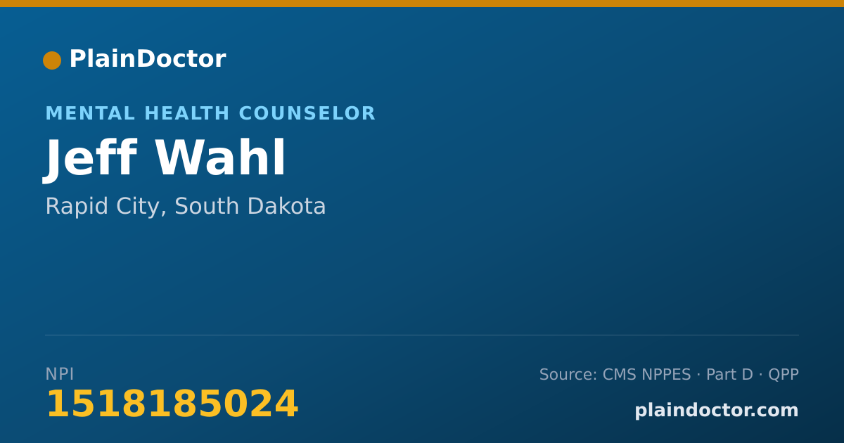Shareable card for Jeff Wahl - Mental Health Counselor, Rapid City, SD