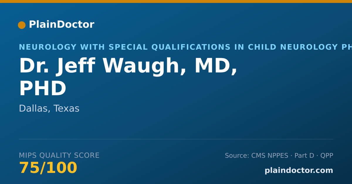 Shareable card for Jeff Waugh, MD, PHD - Neurology with Special Qualifications in Child Neurology Physician, Dallas, TX