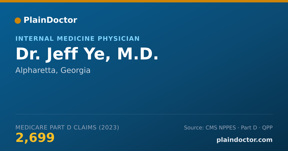 Shareable card for Jeff Ye, M.D. - Internal Medicine Physician, Alpharetta, GA