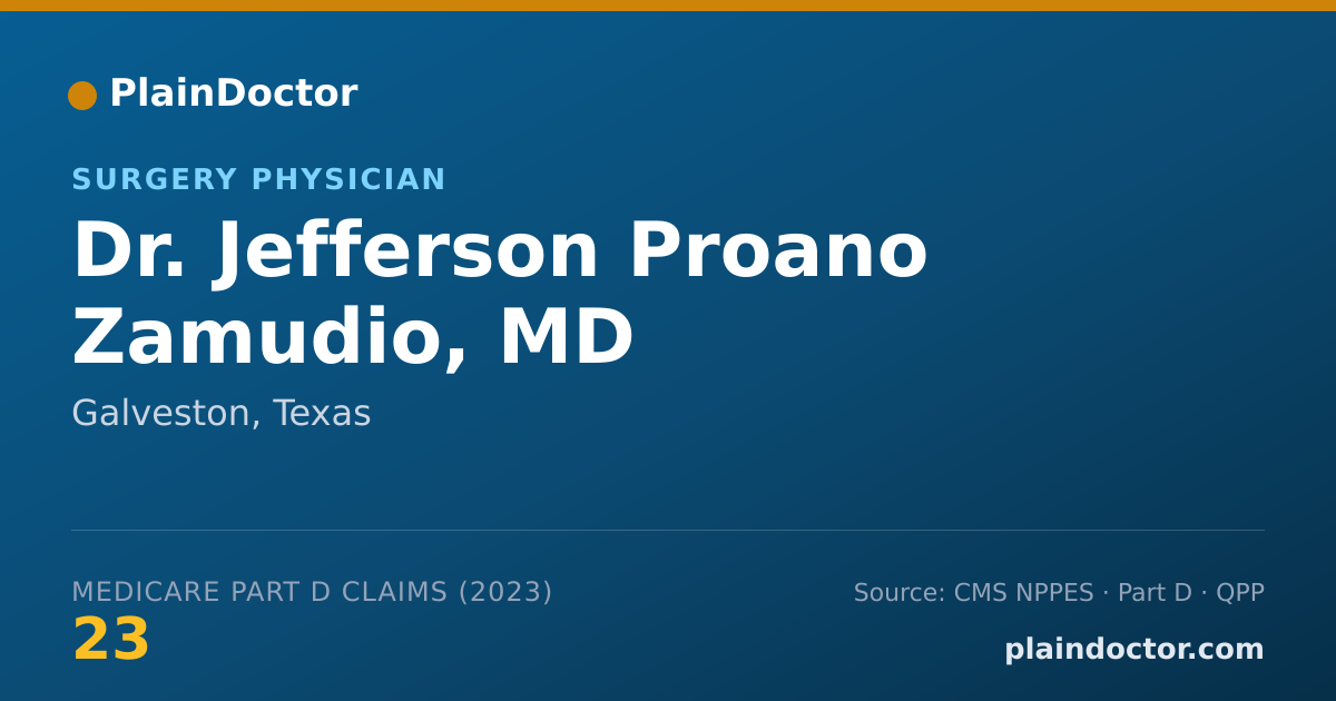 Shareable card for Jefferson Proano Zamudio, MD - Surgery Physician, Galveston, TX