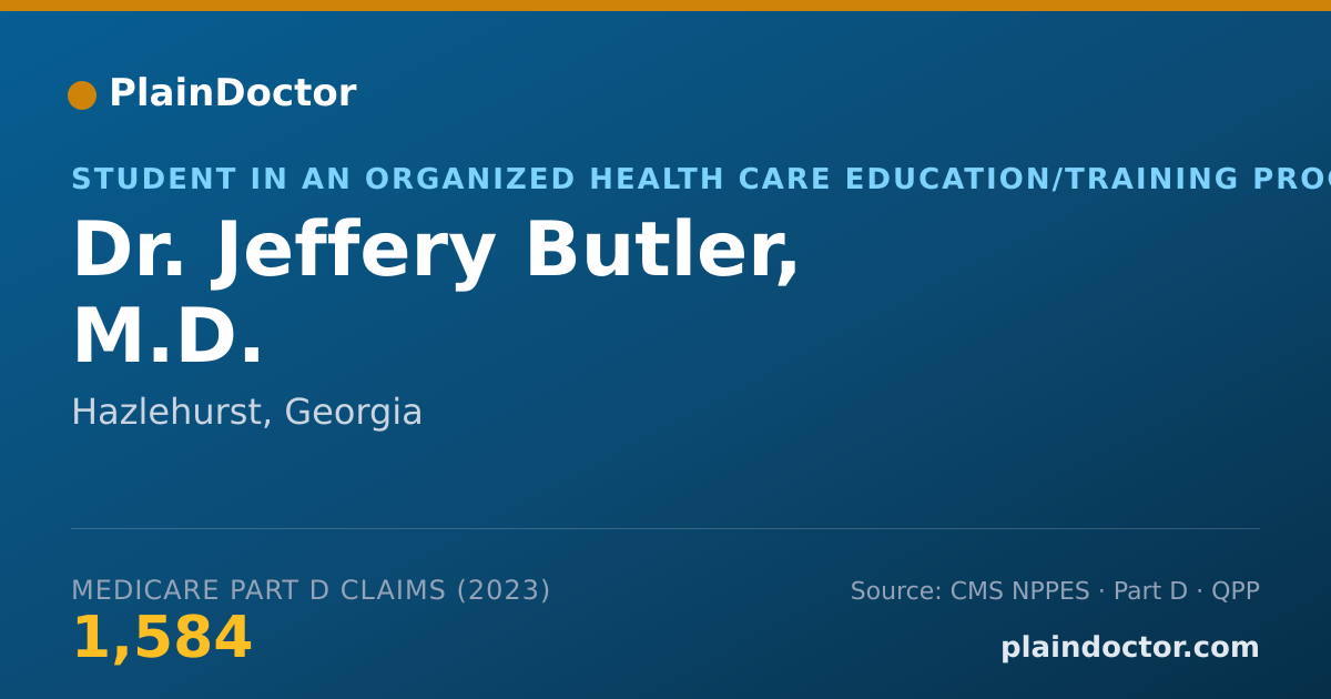 Shareable card for Jeffery Butler, M.D. - Student in an Organized Health Care Education/Training Program, Hazlehurst, GA