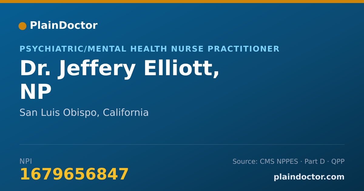Shareable card for Jeffery Elliott, NP - Psychiatric/Mental Health Nurse Practitioner, San Luis Obispo, CA