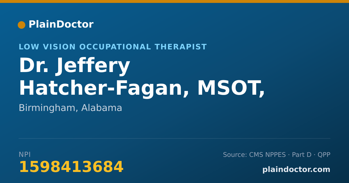 Shareable card for Jeffery Hatcher-Fagan, MSOT, OTR/L, OTD - Low Vision Occupational Therapist, Birmingham, AL