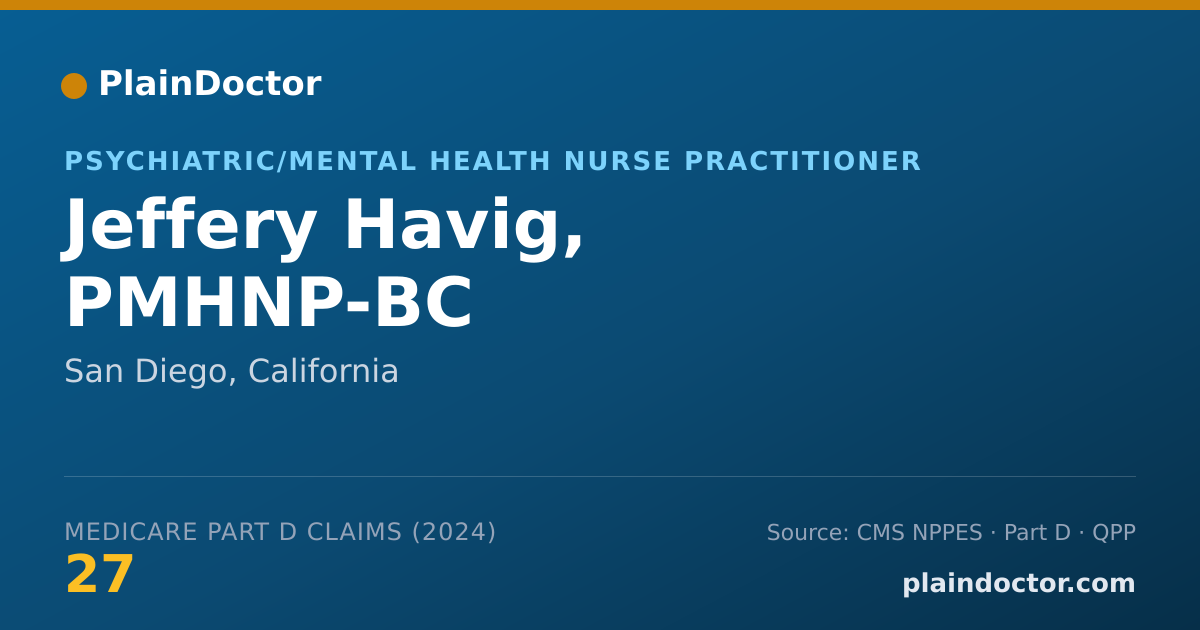 Shareable card for Jeffery Havig, PMHNP-BC - Psychiatric/Mental Health Nurse Practitioner, San Diego, CA