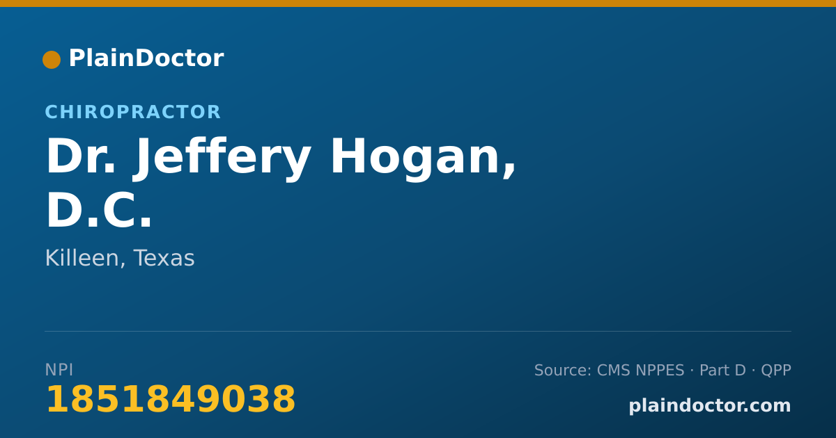 Shareable card for Jeffery Hogan, D.C. - Chiropractor, Killeen, TX