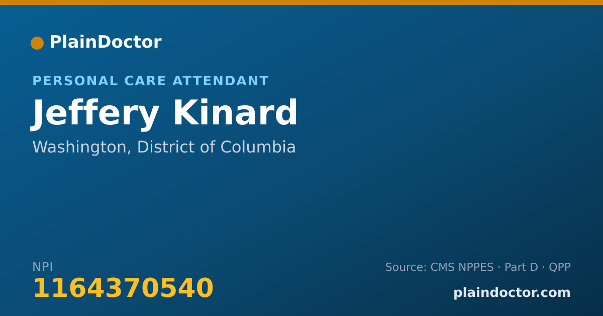 Shareable card for Jeffery Kinard - Personal Care Attendant, Washington, DC