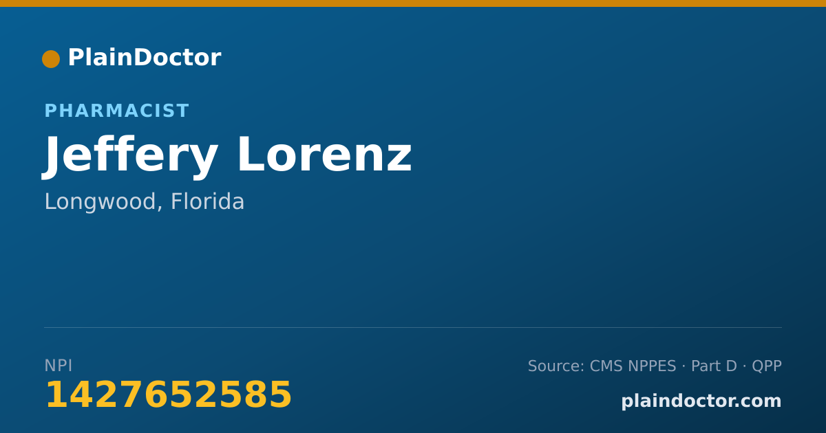 Shareable card for Jeffery Lorenz - Pharmacist, Longwood, FL