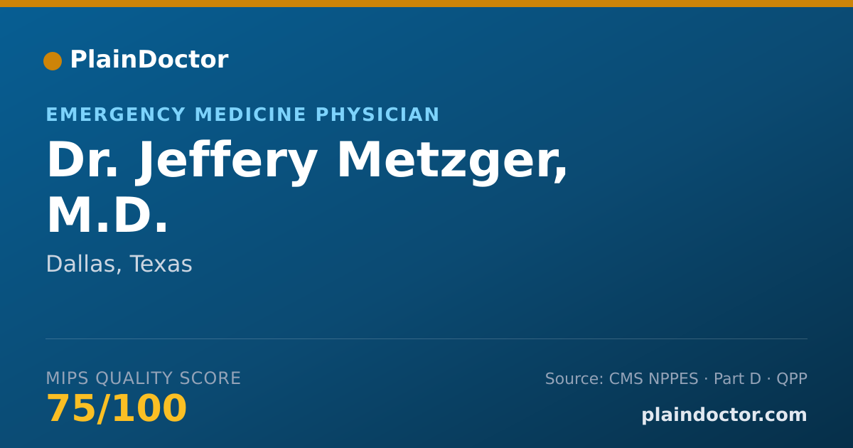 Shareable card for Jeffery Metzger, M.D. - Emergency Medicine Physician, Dallas, TX