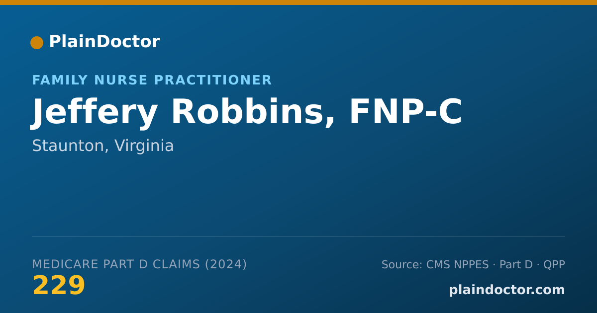 Shareable card for Jeffery Robbins, FNP-C - Family Nurse Practitioner, Staunton, VA