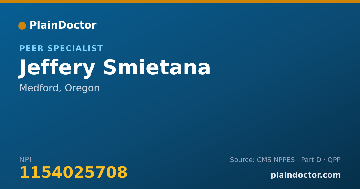 Shareable card for Jeffery Smietana - Peer Specialist, Medford, OR