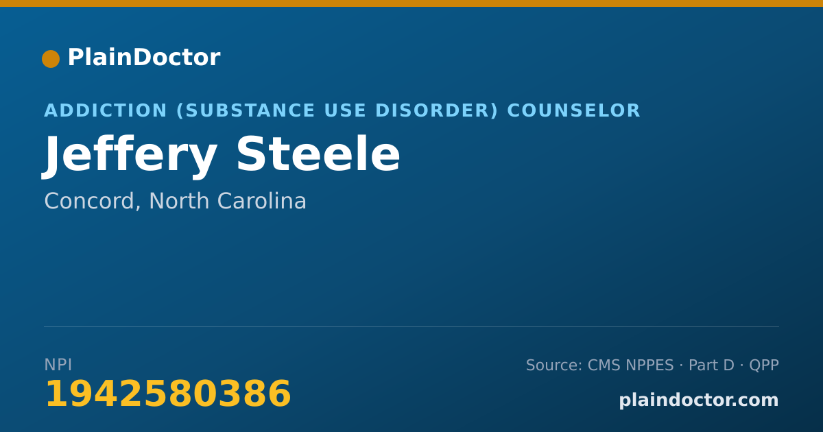 Shareable card for Jeffery Steele - Addiction (Substance Use Disorder) Counselor, Concord, NC