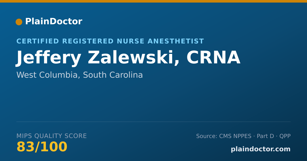 Shareable card for Jeffery Zalewski, CRNA - Certified Registered Nurse Anesthetist, West Columbia, SC