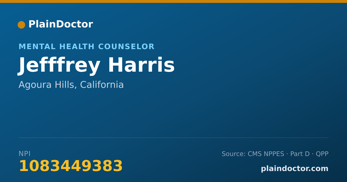 Shareable card for Jefffrey Harris - Mental Health Counselor, Agoura Hills, CA