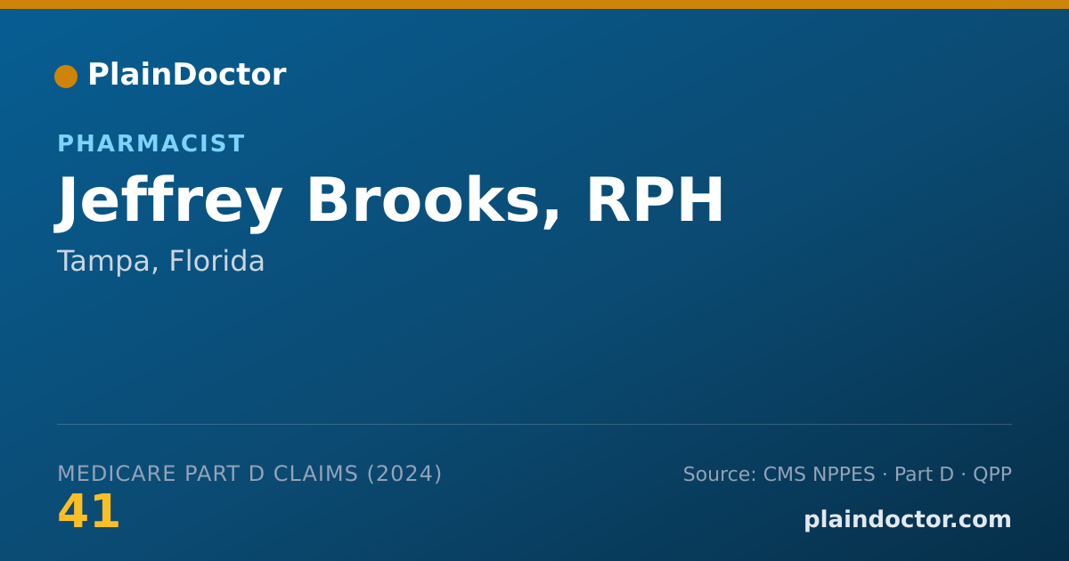 Shareable card for Jeffrey Brooks, RPH - Pharmacist, Tampa, FL