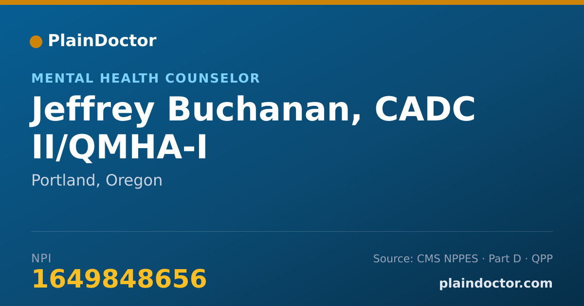 Shareable card for Jeffrey Buchanan, CADC II/QMHA-I - Mental Health Counselor, Portland, OR