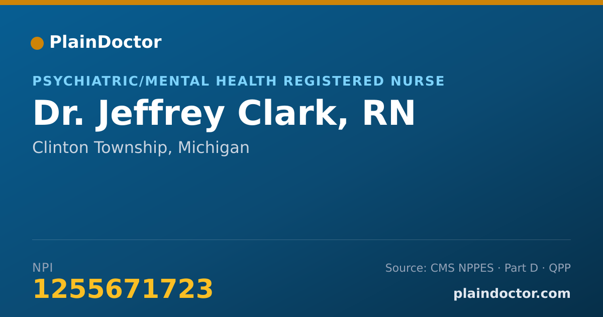 Shareable card for Jeffrey Clark, RN - Psychiatric/Mental Health Registered Nurse, Clinton Township, MI