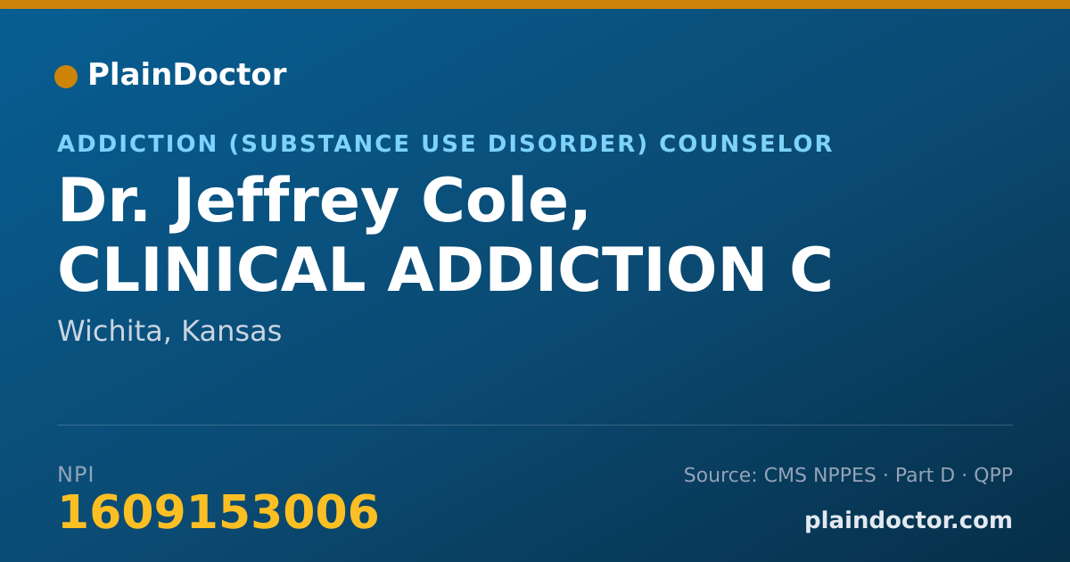 Shareable card for Jeffrey Cole, CLINICAL ADDICTION C - Addiction (Substance Use Disorder) Counselor, Wichita, KS