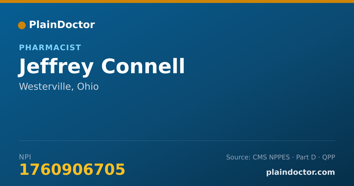 Shareable card for Jeffrey Connell - Pharmacist, Westerville, OH