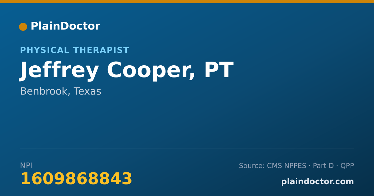 Shareable card for Jeffrey Cooper, PT - Physical Therapist, Benbrook, TX