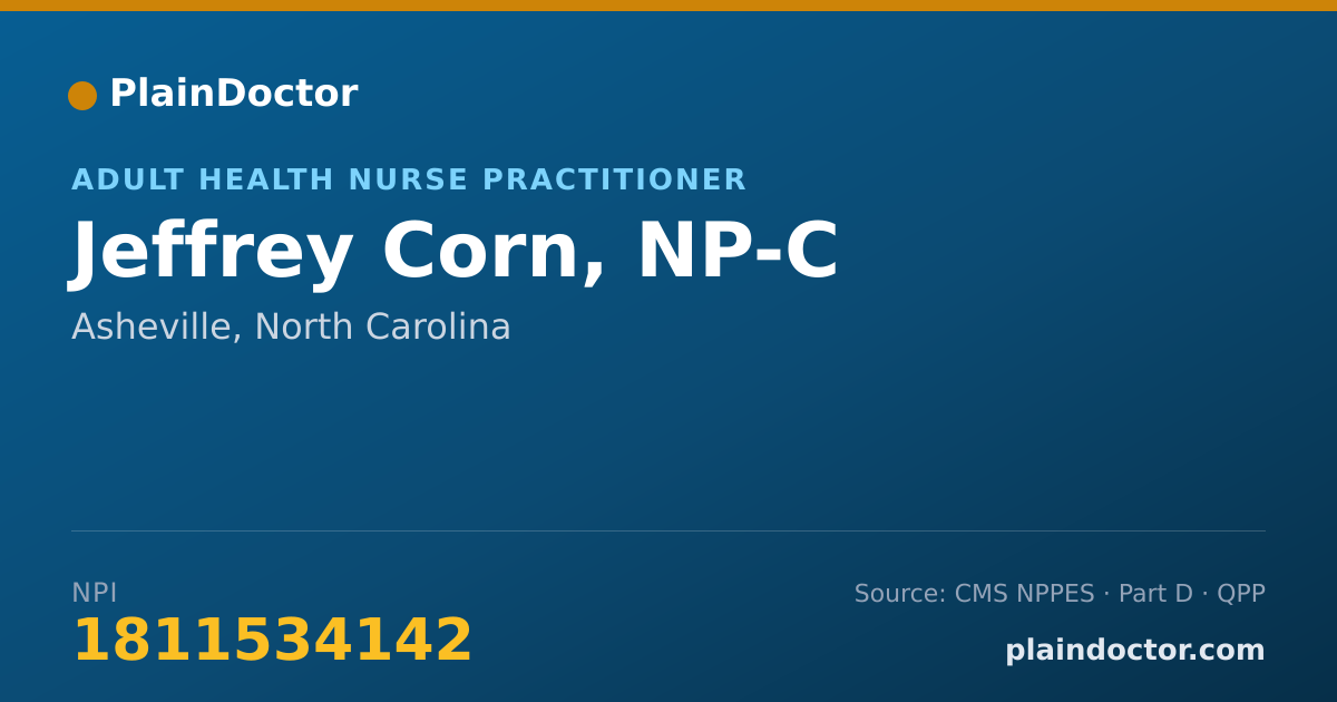 Shareable card for Jeffrey Corn, NP-C - Adult Health Nurse Practitioner, Asheville, NC