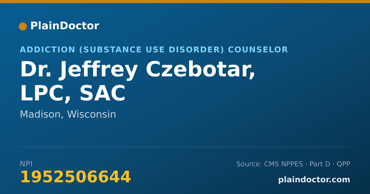 Shareable card for Jeffrey Czebotar, LPC, SAC - Addiction (Substance Use Disorder) Counselor, Madison, WI