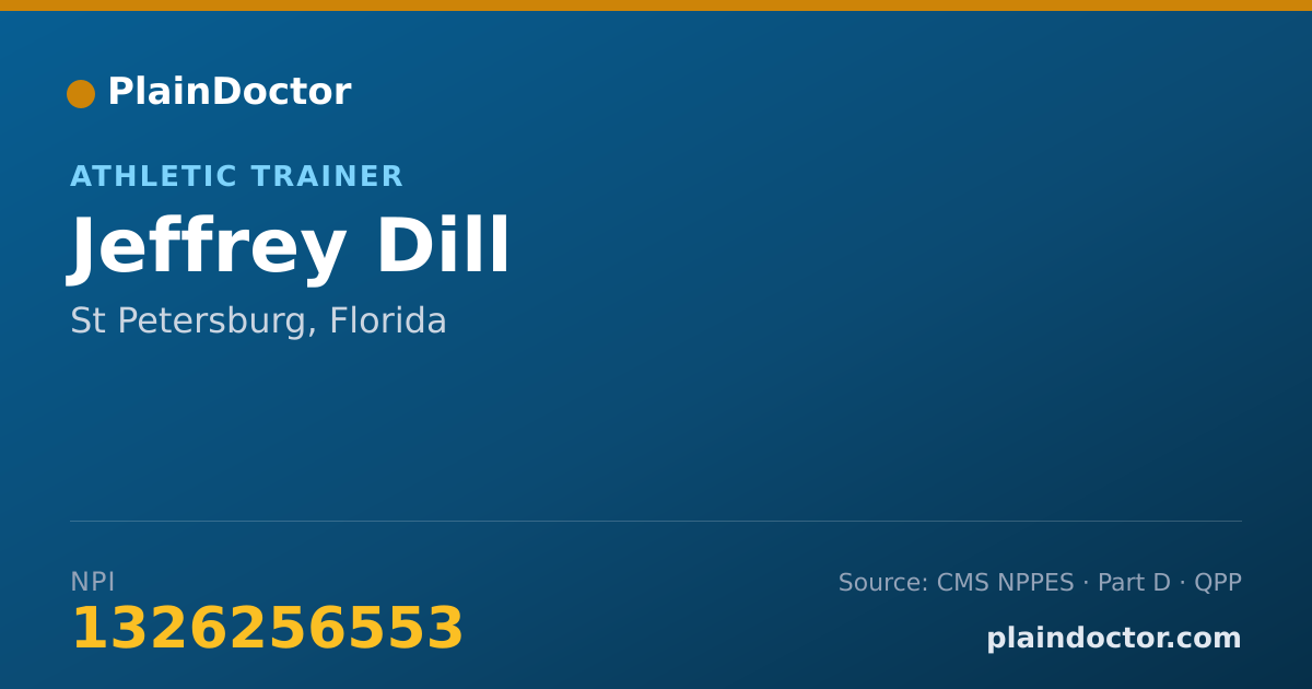 Shareable card for Jeffrey Dill - Athletic Trainer, St Petersburg, FL