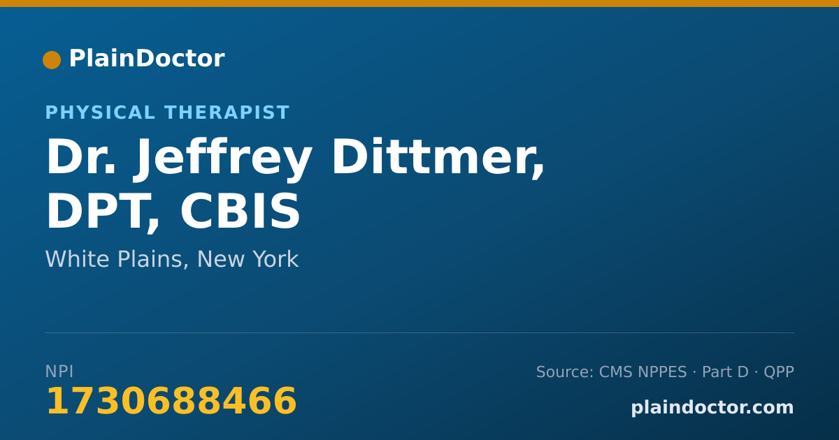 Shareable card for Jeffrey Dittmer, DPT, CBIS - Physical Therapist, White Plains, NY