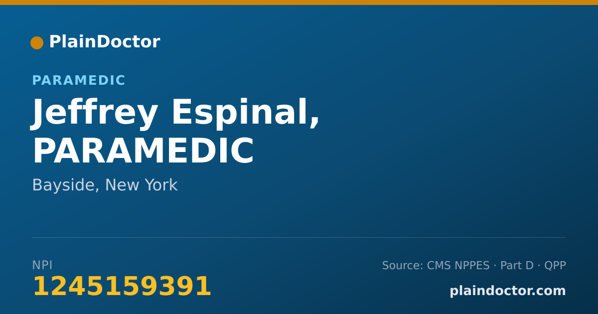 Shareable card for Jeffrey Espinal, PARAMEDIC - Paramedic, Bayside, NY