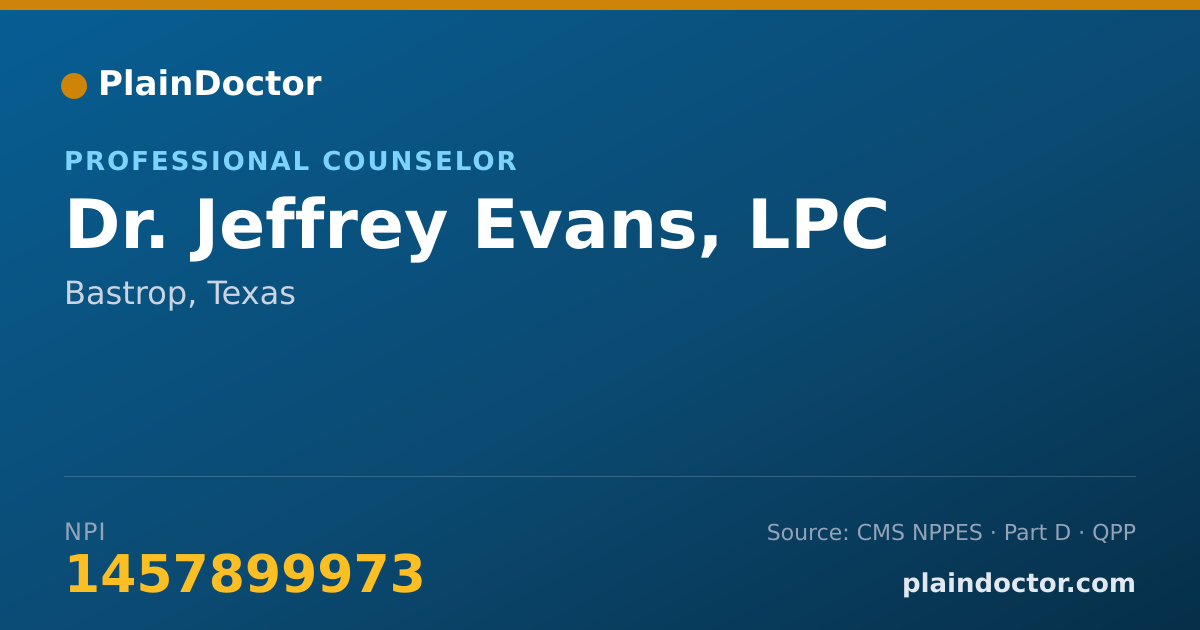 Shareable card for Jeffrey Evans, LPC - Professional Counselor, Bastrop, TX