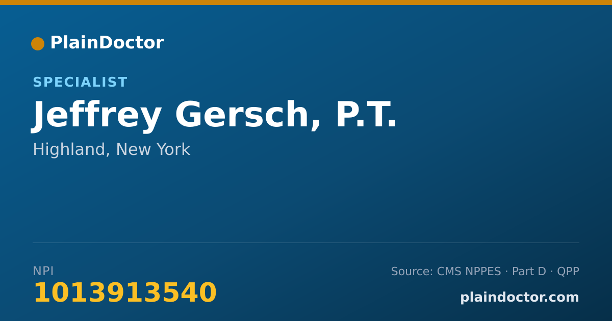 Shareable card for Jeffrey Gersch, P.T. - Specialist, Highland, NY