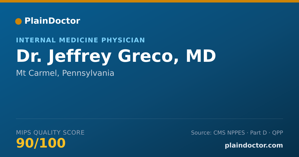 Shareable card for Jeffrey Greco, MD - Internal Medicine Physician, Mt Carmel, PA