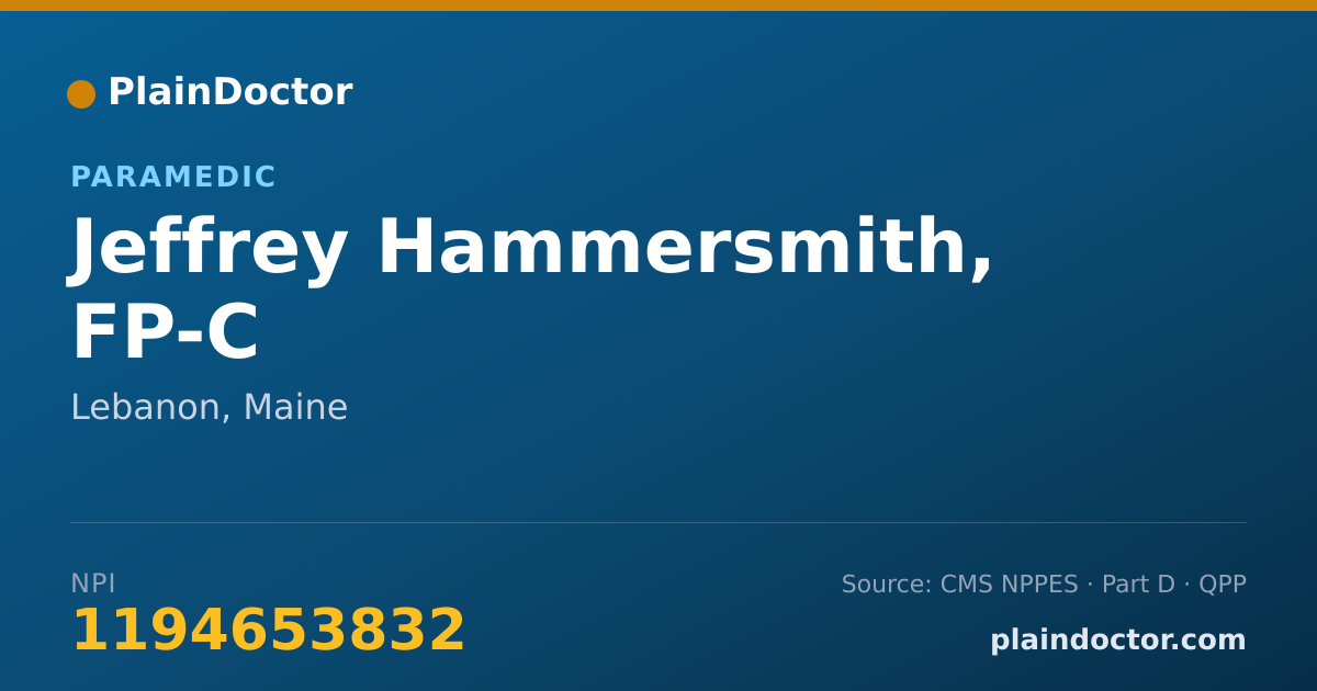 Shareable card for Jeffrey Hammersmith, FP-C - Paramedic, Lebanon, ME