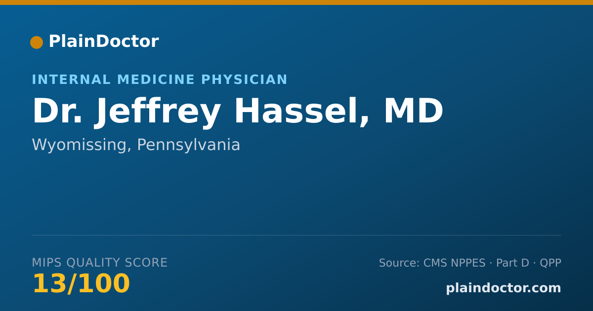 Shareable card for Jeffrey Hassel, MD - Internal Medicine Physician, Wyomissing, PA