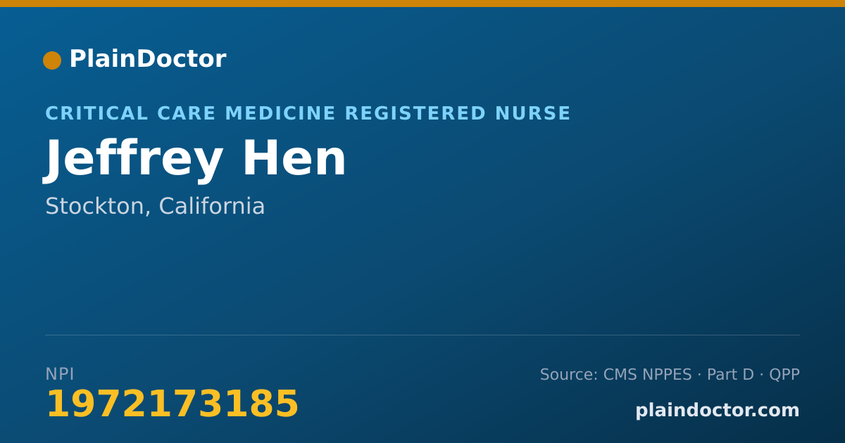 Shareable card for Jeffrey Hen - Critical Care Medicine Registered Nurse, Stockton, CA