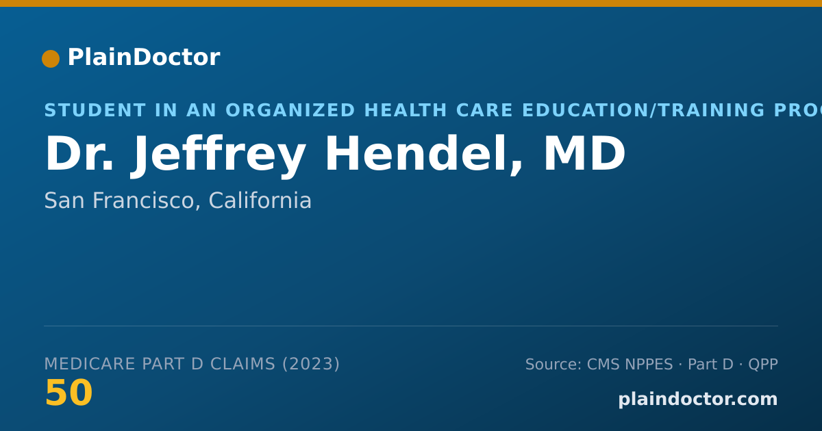 Shareable card for Jeffrey Hendel, MD - Student in an Organized Health Care Education/Training Program, San Francisco, CA