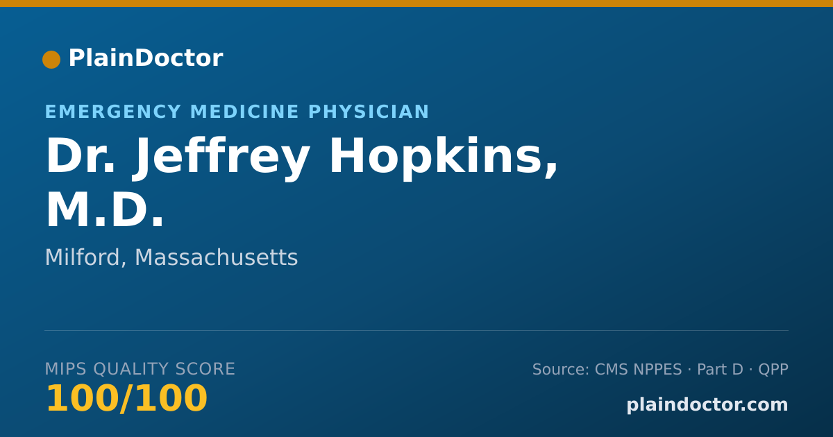 Shareable card for Jeffrey Hopkins, M.D. - Emergency Medicine Physician, Milford, MA