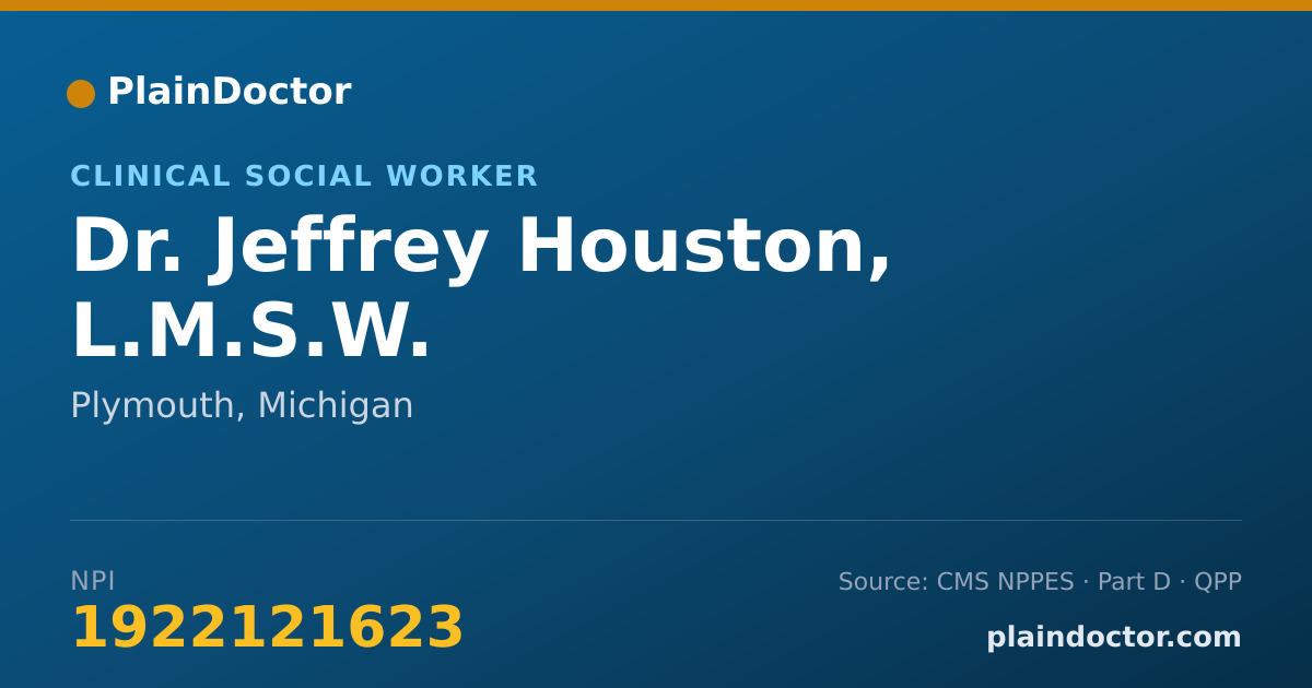 Shareable card for Jeffrey Houston, L.M.S.W. - Clinical Social Worker, Plymouth, MI