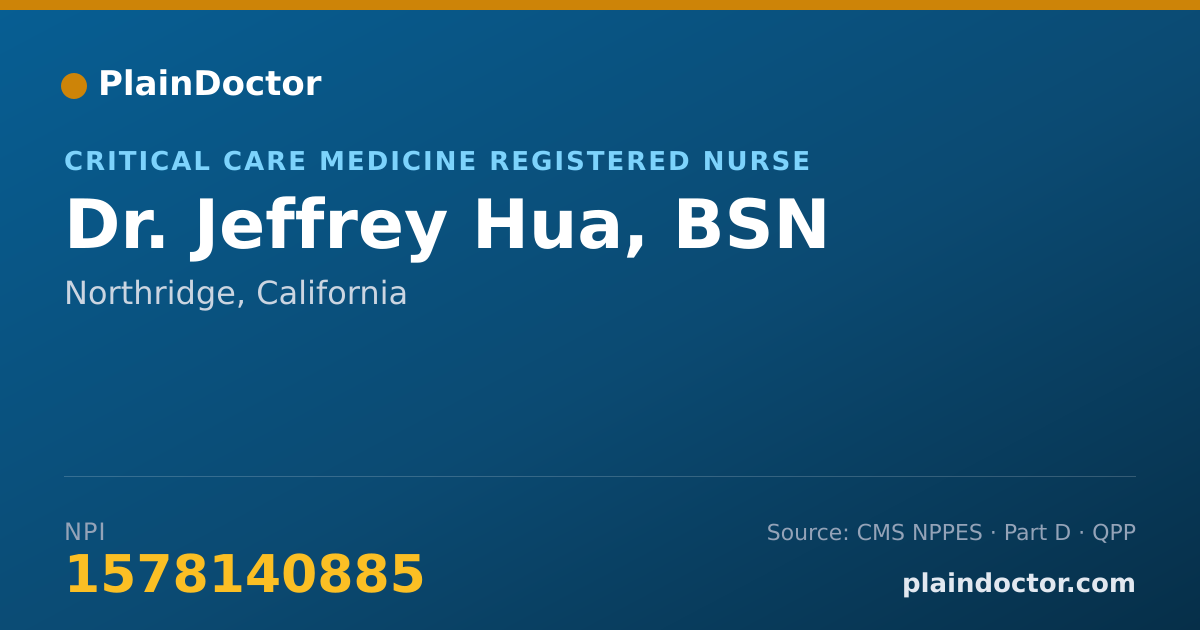 Shareable card for Jeffrey Hua, BSN - Critical Care Medicine Registered Nurse, Northridge, CA