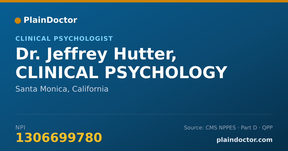 Shareable card for Jeffrey Hutter, CLINICAL PSYCHOLOGY - Clinical Psychologist, Santa Monica, CA