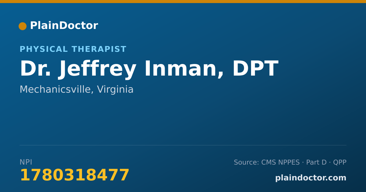Shareable card for Jeffrey Inman, DPT - Physical Therapist, Mechanicsville, VA