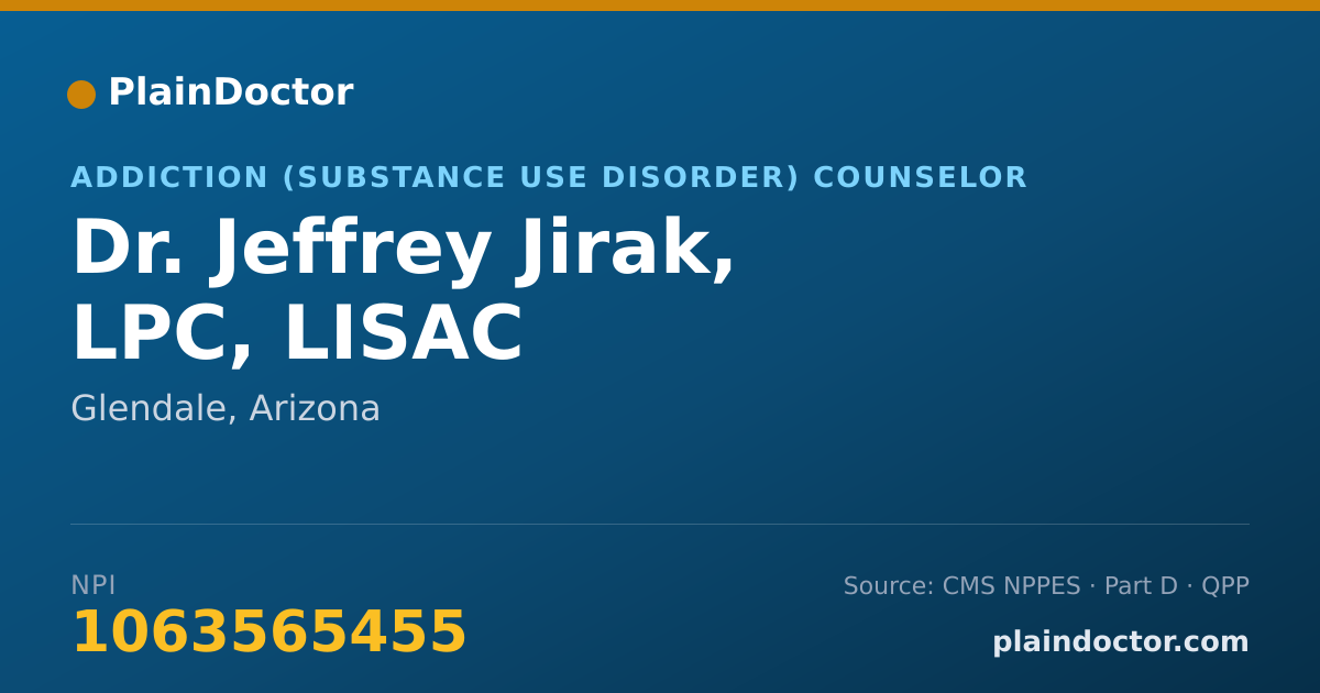Shareable card for Jeffrey Jirak, LPC, LISAC - Addiction (Substance Use Disorder) Counselor, Glendale, AZ