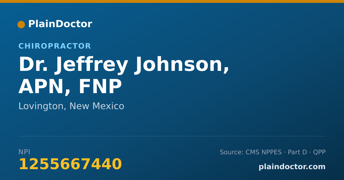 Shareable card for Jeffrey Johnson, APN, FNP - Chiropractor, Lovington, NM
