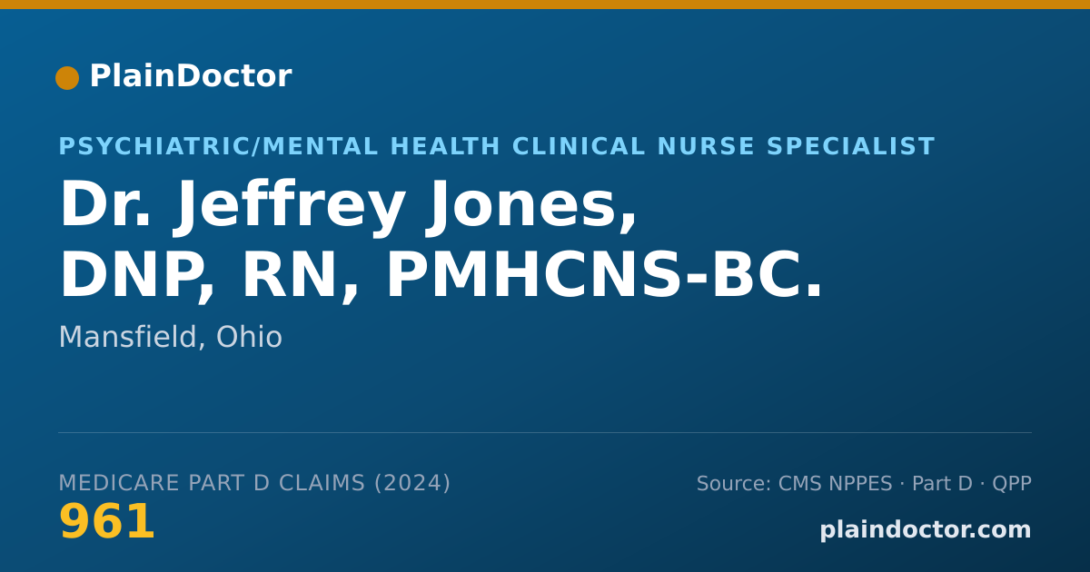 Shareable card for Jeffrey Jones, DNP, RN, PMHCNS-BC. - Psychiatric/Mental Health Clinical Nurse Specialist, Mansfield, OH