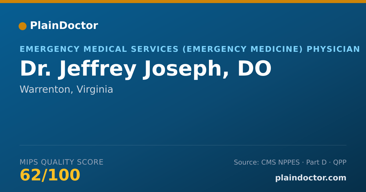 Shareable card for Jeffrey Joseph, DO - Emergency Medical Services (Emergency Medicine) Physician, Warrenton, VA