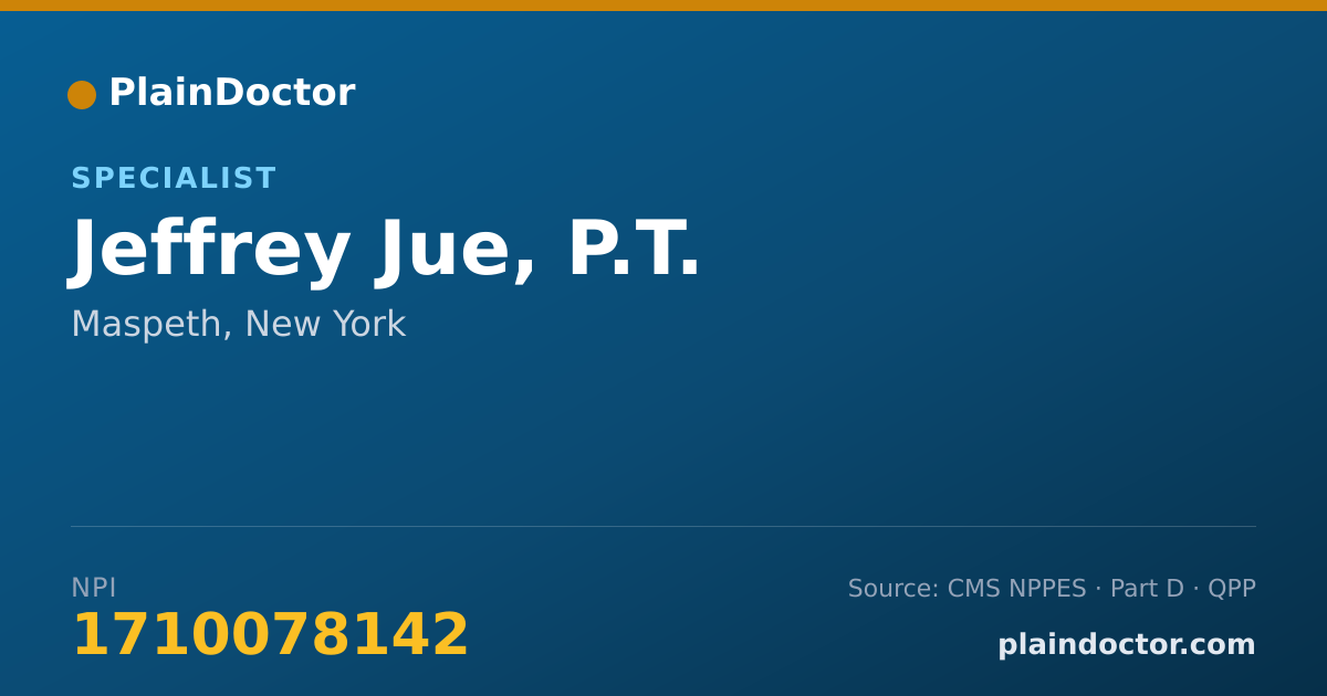Shareable card for Jeffrey Jue, P.T. - Specialist, Maspeth, NY