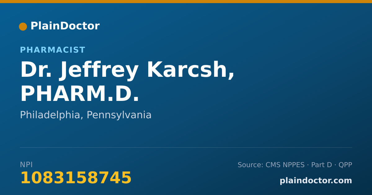 Shareable card for Jeffrey Karcsh, PHARM.D. - Pharmacist, Philadelphia, PA